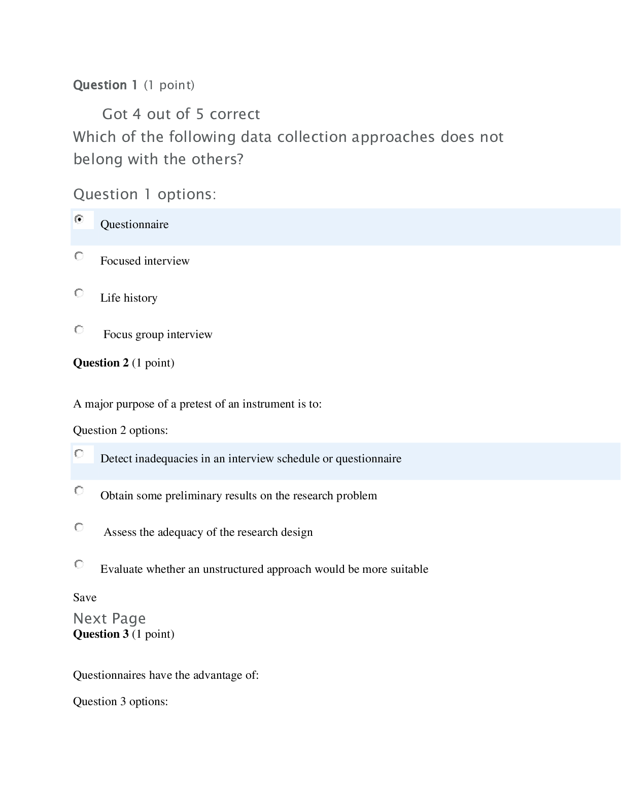 NSG 6101 Week 7 Knowledge Check Array - South University